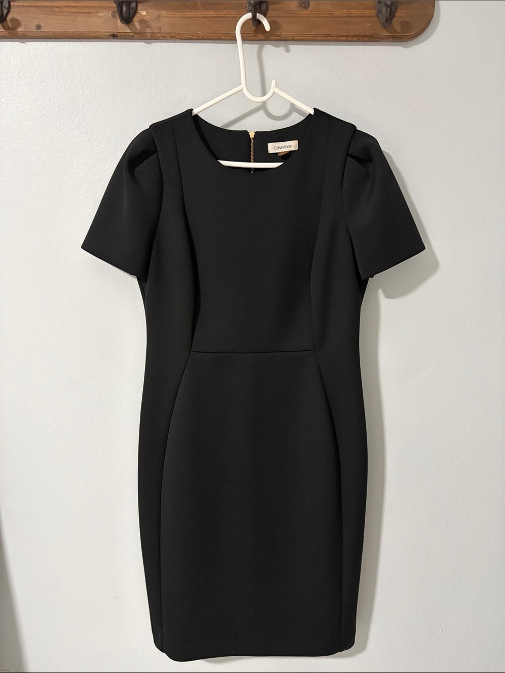 Calvin Klein Black Short Sleeve Tailored Sheath Dress